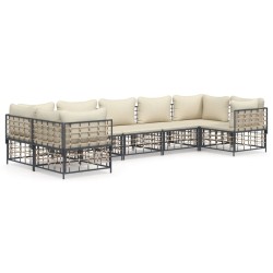 Salon de jardin 7 pcs avec coussins anthracite résine tressée 529827529827