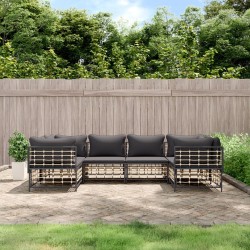 Salon de jardin 6 pcs avec coussins anthracite résine tressée 529828529828