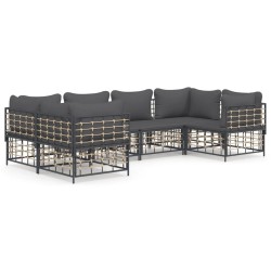 Salon de jardin 6 pcs avec coussins anthracite résine tressée 529828529828
