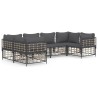 Salon de jardin 6 pcs avec coussins anthracite résine tressée 529828529828