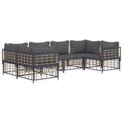 Salon de jardin 6 pcs avec coussins anthracite résine tressée 529828529828