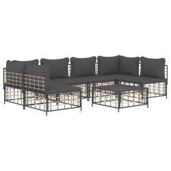 Salon de jardin 7 pcs avec coussins anthracite résine tressée 529829529829