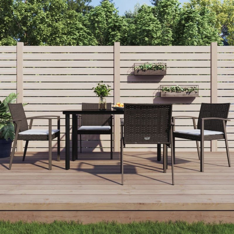 Ensemble à manger de jardin 5 pcs coussins résine tressée acier 529830529830