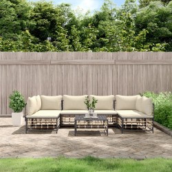 Salon de jardin 7 pcs avec coussins anthracite résine tressée 529831529831