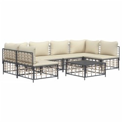 Salon de jardin 7 pcs avec coussins anthracite résine tressée 529831529831