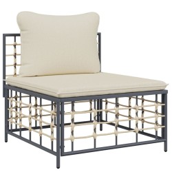 Salon de jardin 7 pcs avec coussins anthracite résine tressée 529831529831