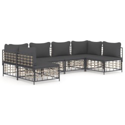 Salon de jardin 6 pcs avec coussins anthracite résine tressée 529832529832