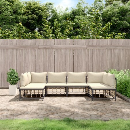 Salon de jardin 6 pcs avec coussins anthracite résine tressée 529833529833