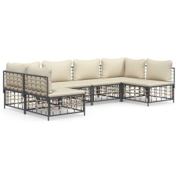 Salon de jardin 6 pcs avec coussins anthracite résine tressée 529833529833