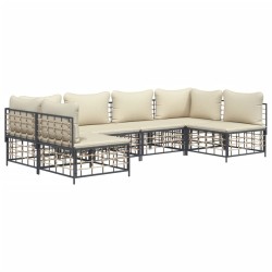 Salon de jardin 6 pcs avec coussins anthracite résine tressée 529833529833