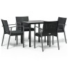 Ensemble à manger de jardin 5 pcs coussins résine tressée acier 529834529834