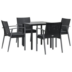 Ensemble à manger de jardin 5 pcs coussins résine tressée acier 529834529834