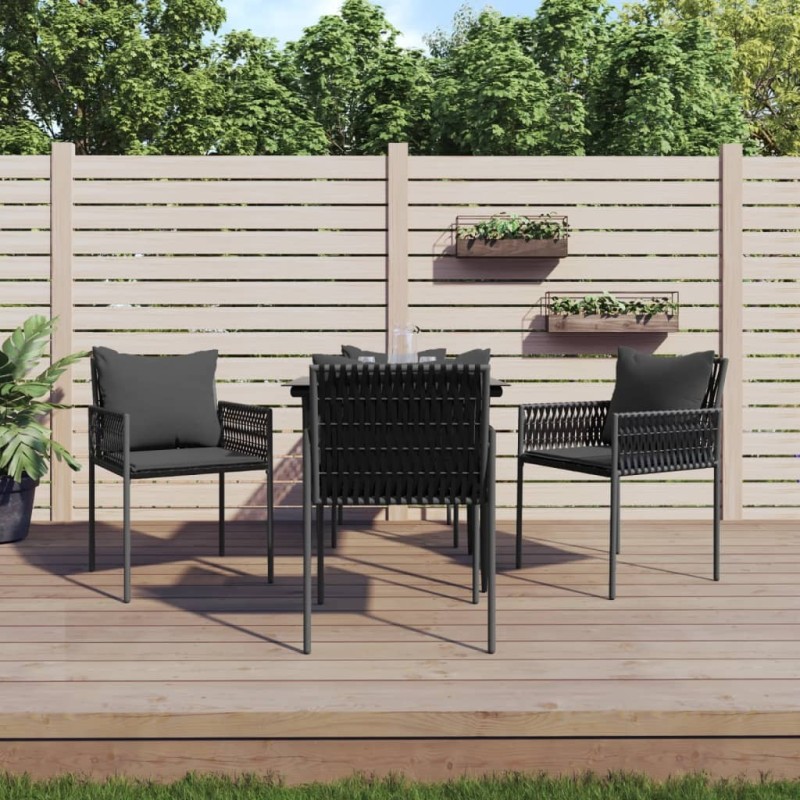 Ensemble à manger de jardin 5 pcs coussins résine tressée acier 529835529835