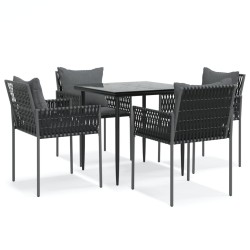 Ensemble à manger de jardin 5 pcs coussins résine tressée acier 529835529835
