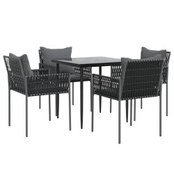 Ensemble à manger de jardin 5 pcs coussins résine tressée acier 529835529835