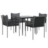 Ensemble à manger de jardin 5 pcs coussins résine tressée acier 529835529835
