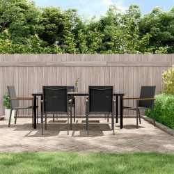 Ensemble à manger de jardin 7 pcs noir textilène et acier 529836529836