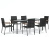 Ensemble à manger de jardin 7 pcs noir textilène et acier 529836529836