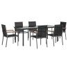 Ensemble à manger de jardin 7 pcs noir textilène et acier 529836529836