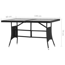 Table de jardin Noir 140x80x74 cm Résine tressée 529837529837