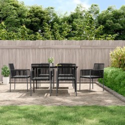Chaises de jardin et coussins lot de 6 noir 54x60,5x83,5 cm 529838529838