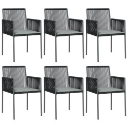 Chaises de jardin et coussins lot de 6 noir 54x60,5x83,5 cm 529838529838