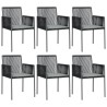 Chaises de jardin et coussins lot de 6 noir 54x60,5x83,5 cm 529838529838
