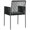 Chaises de jardin et coussins lot de 6 noir 54x60,5x83,5 cm 529838529838