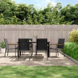 Ensemble à manger de jardin 7 pcs noir textilène et acier 529839529839