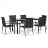 Ensemble à manger de jardin 7 pcs noir textilène et acier 529839529839