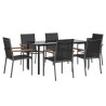 Ensemble à manger de jardin 7 pcs noir textilène et acier 529839529839