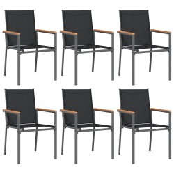 Ensemble à manger de jardin 7 pcs noir textilène et acier 529839529839