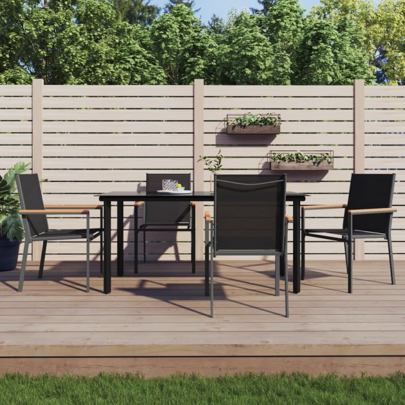 Ensemble à manger de jardin 5 pcs noir textilène et acier 529840529840