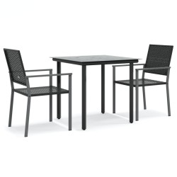 Ensemble à manger de jardin 3 pcs résine tressée acier 529842529842