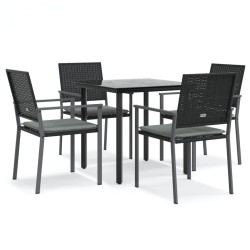 Ensemble à manger de jardin 5 pcs coussins résine tressée acier 529843529843