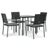 Ensemble à manger de jardin 5 pcs coussins résine tressée acier 529843529843