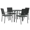Ensemble à manger de jardin 5 pcs coussins résine tressée acier 529843529843