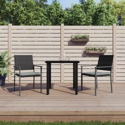 Ensemble à manger de jardin 3 pcs coussins résine tressée acier 529844529844