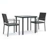Ensemble à manger de jardin 3 pcs coussins résine tressée acier 529844529844