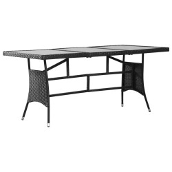 Table de jardin noir 170x80x74 cm résine tressée 529847529847