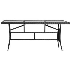 Table de jardin noir 170x80x74 cm résine tressée 529847529847