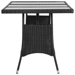 Table de jardin noir 170x80x74 cm résine tressée 529847529847