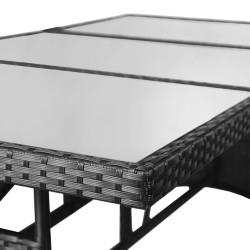 Table de jardin noir 170x80x74 cm résine tressée 529847529847