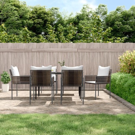 Chaises de jardin et coussins lot de 6 marron 54x61x83 cm rotin 529848529848