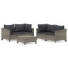 Salon de jardin 5 pcs avec coussins Gris Résine tressée 529849529849