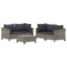 Salon de jardin 5 pcs avec coussins Gris Résine tressée 529849529849