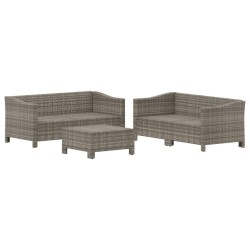 Salon de jardin 5 pcs avec coussins Gris Résine tressée 529849529849
