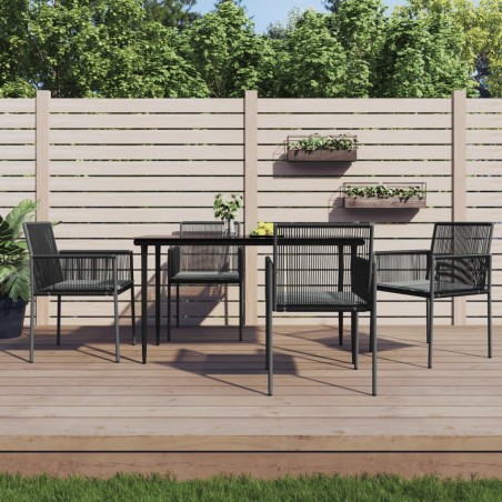 Chaises de jardin et coussins lot de 4 noir 54x60,5x83,5 cm 529851529851