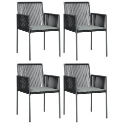 Chaises de jardin et coussins lot de 4 noir 54x60,5x83,5 cm 529851529851