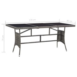 Table de jardin Gris 170x80x74 cm Résine tressée 529857529857